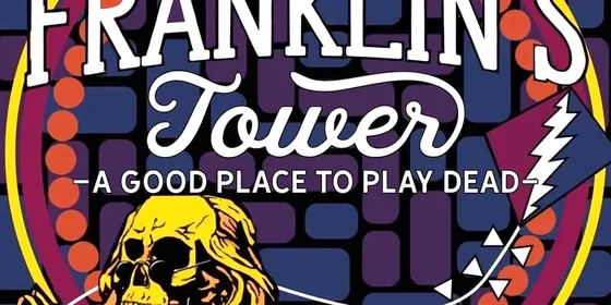 The Franklin's Tower logo: a skeleton in colonial dress inside a circular badge, with the strapline “a good place to play dead”.