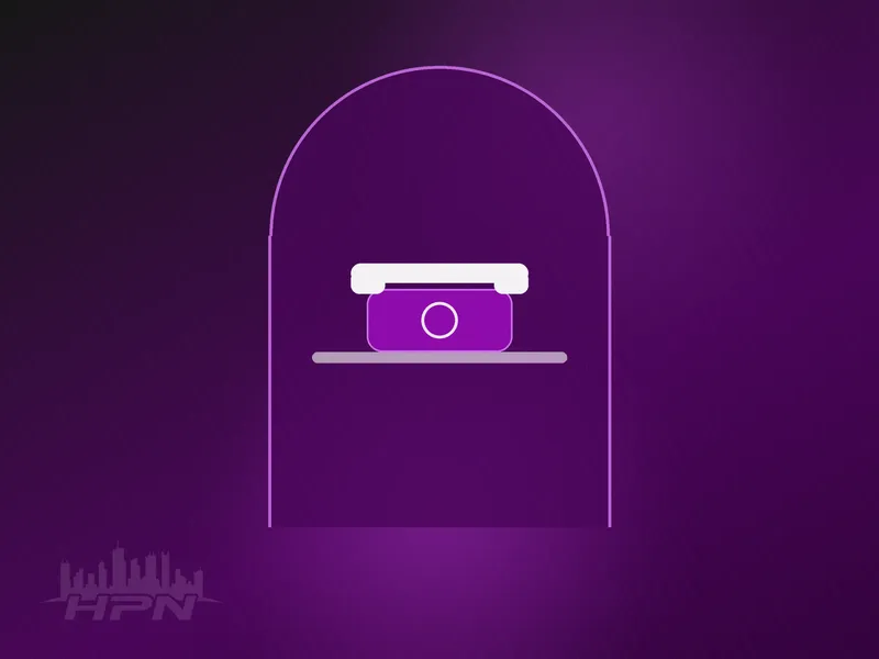 A graphic of a lit booth with the guest-book telephone on its shelf.