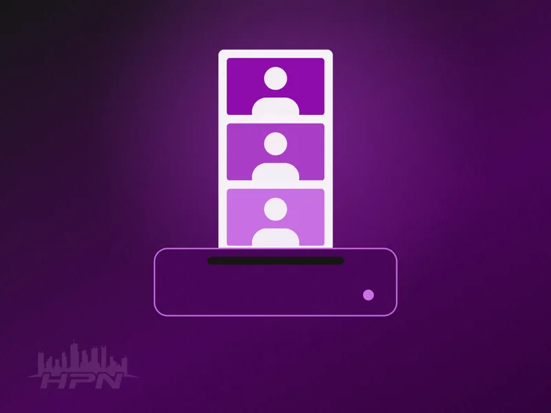 A graphic of a printer with a strip of three photos coming out of it.